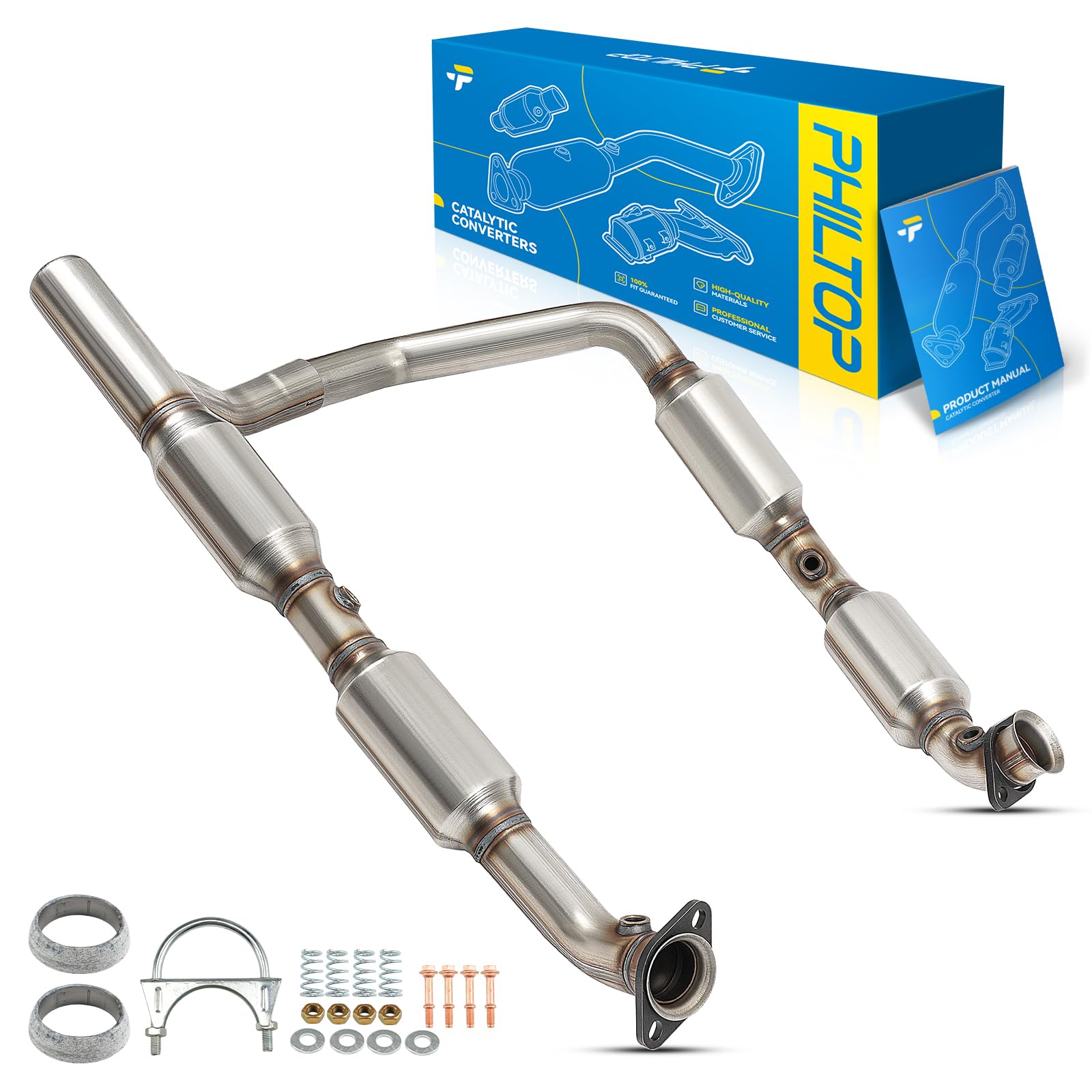 PHILTOP Catalytic Converter Kit Fit For Ford 2007-2008 E-250 4.6L, 2007-2008 E-150 4.6L OE Replace# 51640, 16772, 7C2Z5F250B Direct-Fit (EPA Compliant)-image-9