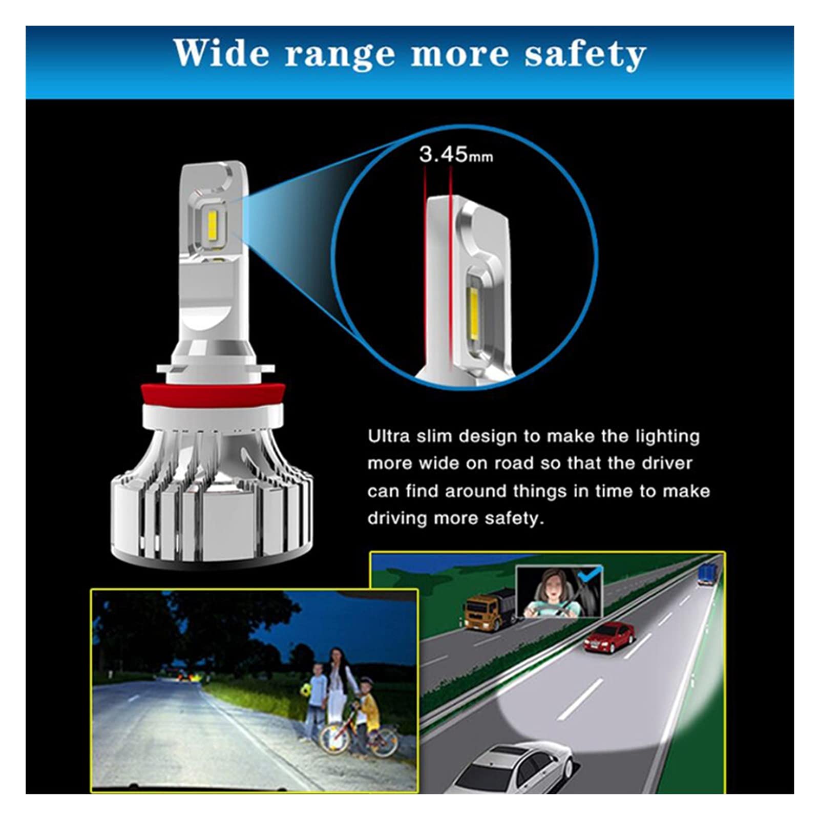 Żarówka ledowa Reflektor samochodowy Super jasny LED Motoryzacja Żarówki 72W H7 H4 LED H8 H11 9005 HB3 9006 HB4 12000LM (Size : 9006/HB4)