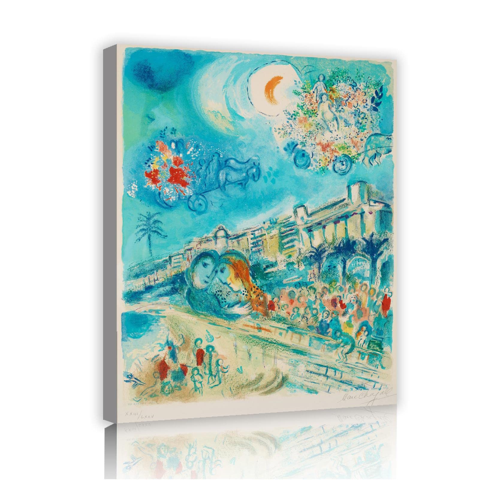 Hengyun Art Inner Frame Framed Canvas Giclee Print Art Battle Of Flowers By Marc Chagall Wall Art Living Room Home Office Decorations 45X35cm Innerframe