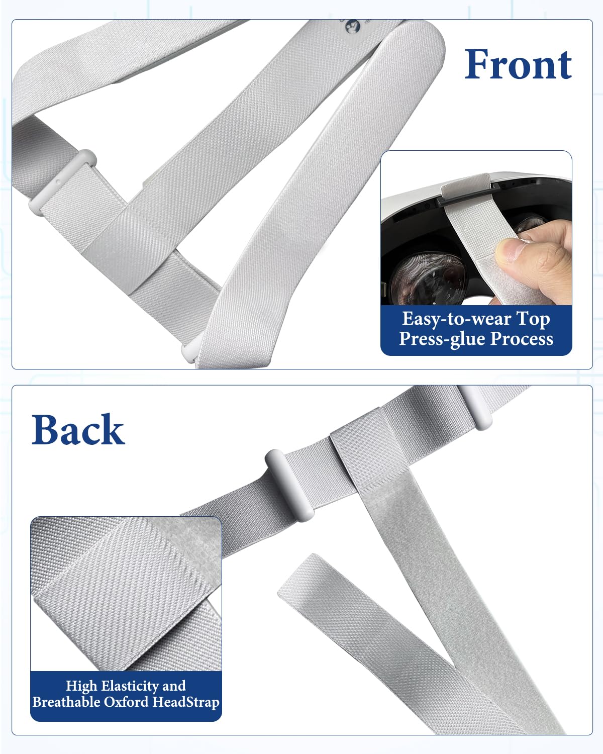 Sangle de tête et coussin facial pour Meta/0culus Quest 2, sangle de tête originale et interface faciale compatible avec 0culus Quest 2, sangle de casque VR pour accessoires Quest 2