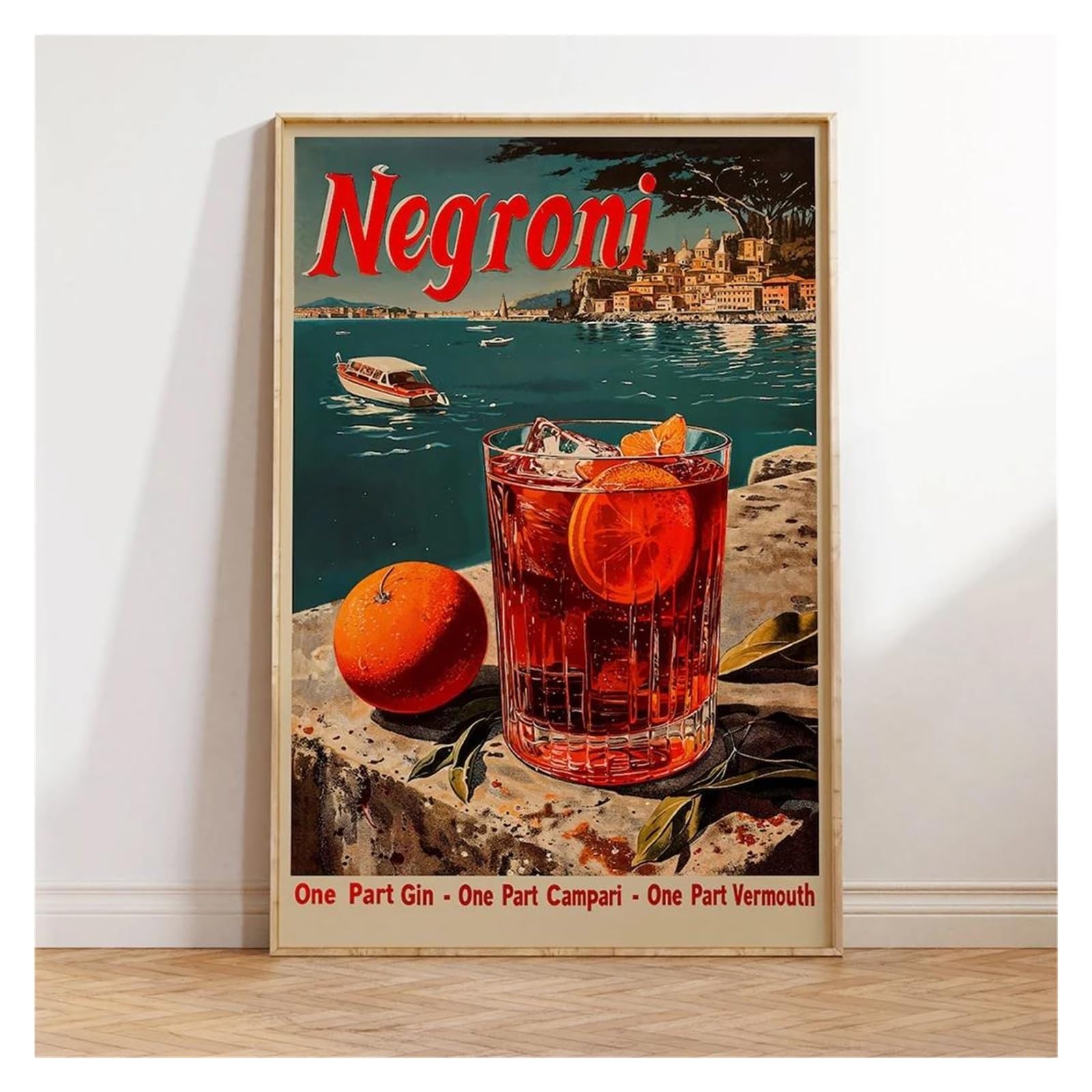 Peinture rétro Negroni 40x60cm pour habiller un mur de cuisine ou coin bar