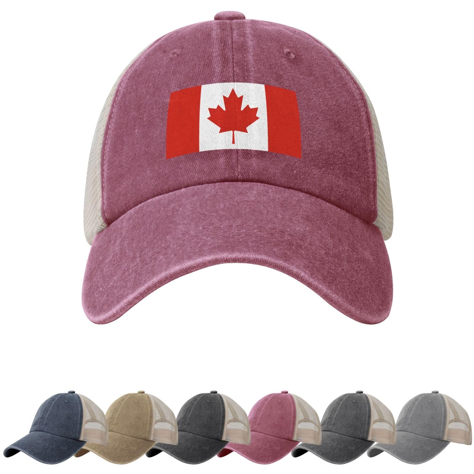 Canada Flag Sun Hats for Men Women Flag of Canada Cowboy Mesh Baseball Cap Canadians Trucker Hat Red