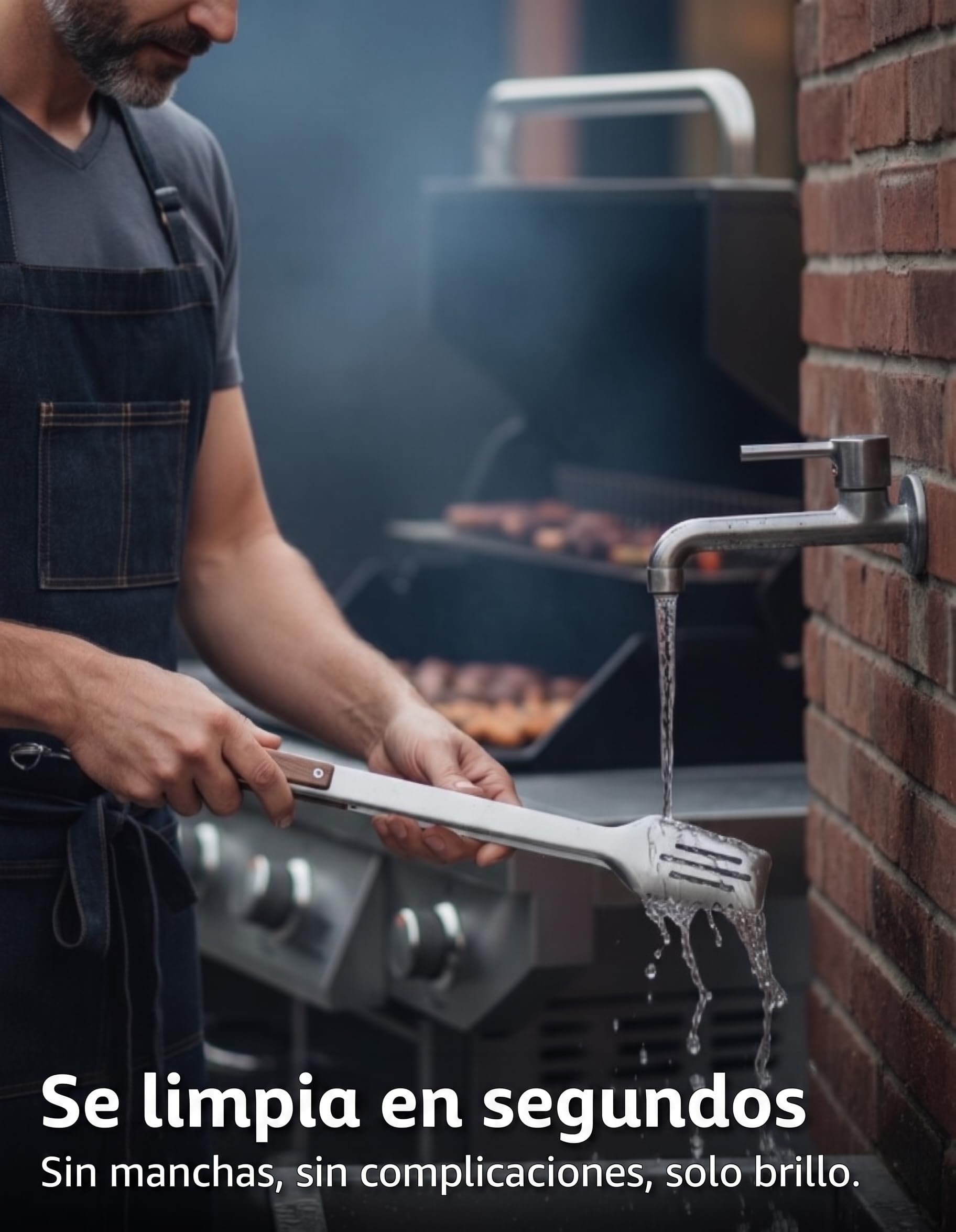 Pinzas Barbacoa 43 cm Acero Inoxidable 304 - Tenazas Parrilla con Mango de Madera de Nogal, Puntas Dentadas Ranuradas, Anillo de Bloqueo y Bolsa de Regalo por Stone & Clark