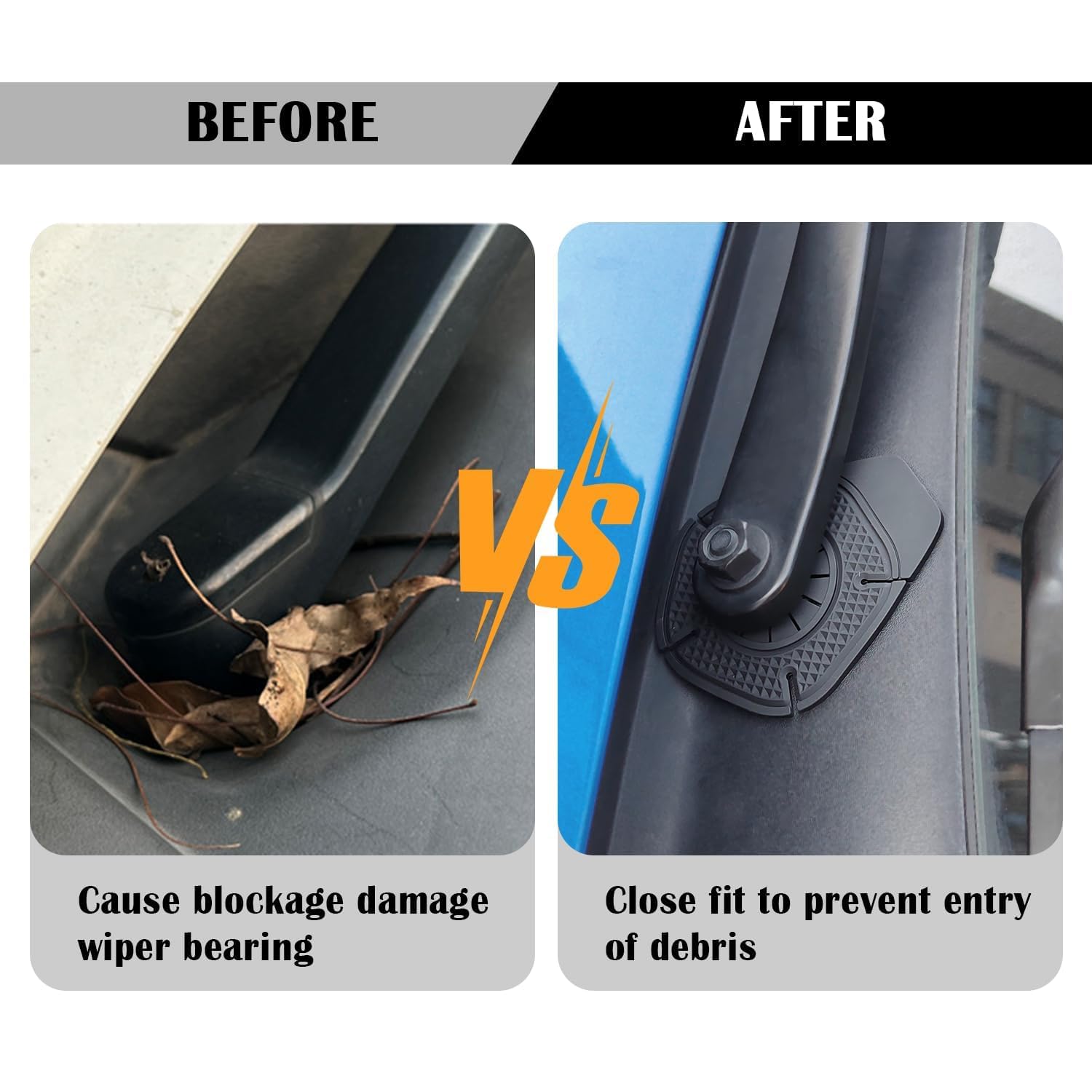 Nurven 2 Pcs Silicone Car Wiper Arm Hole Dust Protection Pad - Weatherproof, Flexible & Durable Windshield Wiper Base Seal Plug - Protects Against Dirt, Water, Rust & Corrosion - Fit for Most Vehicles - Image 4 thumbnail