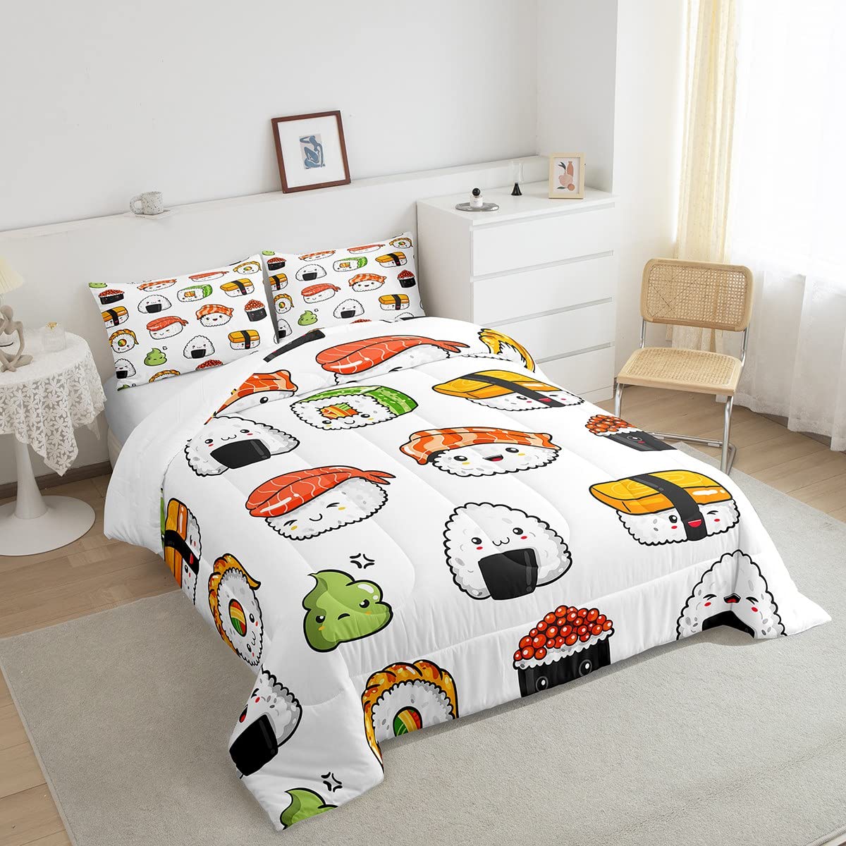 Sushi Pattern Comforter Set Japanese Style Bedding Set For Kids