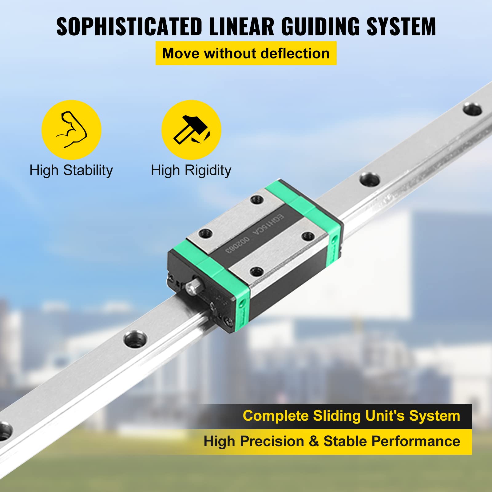 VEVOR Set di Guide per Cuscinetti Lineari, Modello HSR20 1700mm Guida Lineare, 2 Guide di Scorrimento Lineari con 4 Blocchi Cuscinetti e 1 Binario Filettato, Guida Lineare Ferroviaria Uso per Torni