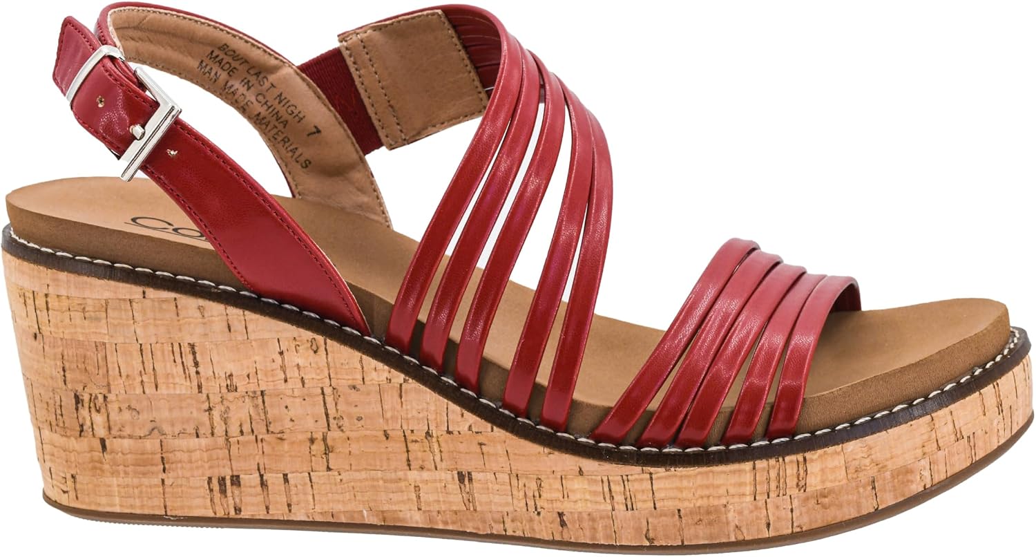 Corkys Footwear About Last Night Wedge - Featuring a 2.5-inch Heel, A Cushioned EVA Insole For All Day Wear, A Strappy Upper with a Cork Wrapped Outsole