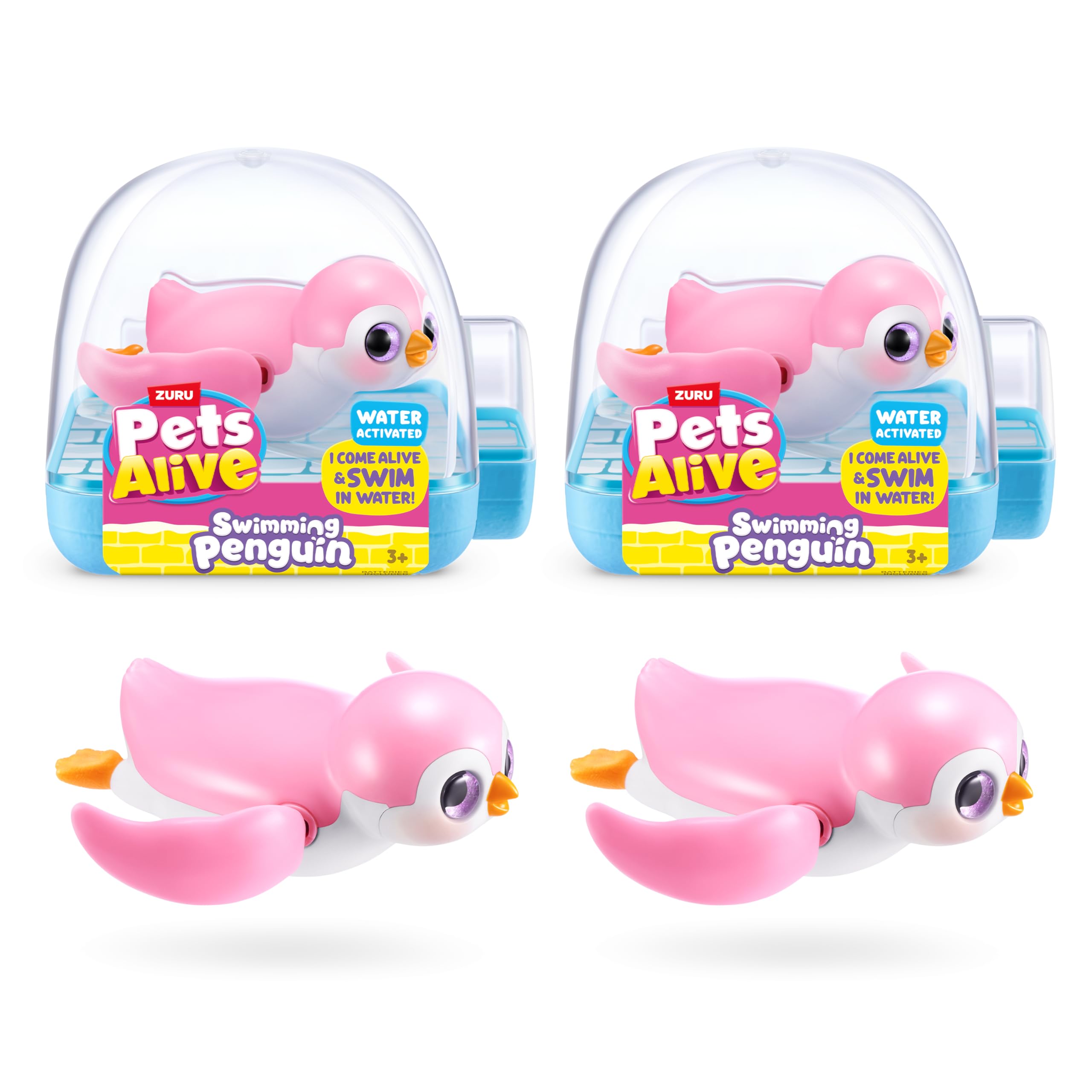 Pets Alive Swimming Penguin 2 Pack by ZURU | Real swimming & gliding action, water-activated, 3 to collect, interactive pet toy, collect them all, ages 3+, gift for kids