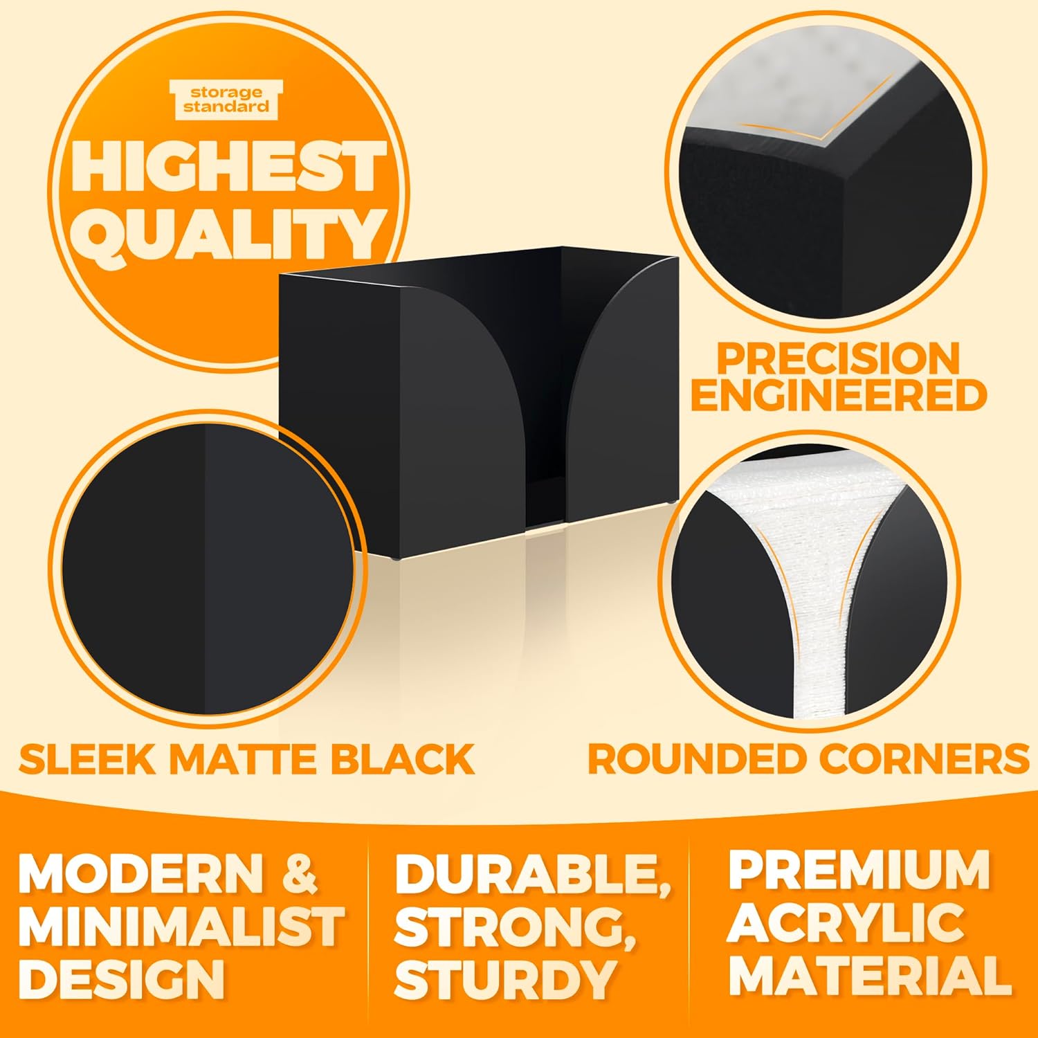 Storage Standard Multifold Paper Towel Dispenser Countertop - Matte Black Paper Towel Holder Bathroom, Durable Acrylic Napkin Holder for Bathroom, Kitchen, Office & Restaurant, 10.75 x 6.5 x 4 Inches - Image 4