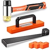 REXBETI 43-Piece Upgraded Laminate Flooring Tools, Wood Flooring Installation Kit, Solid Tapping Block with Handle, Durable Pull Bar, Diameter 1 3/8' Reinforced Double-Faced Mallet, 40 Spacers 43-Piece Premium Flooring Installation Kit