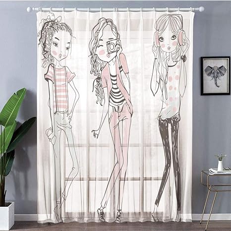 Amazon レースカーテン 目隠し 仕切り 洗濯可 レースストライプ ホワイト 150x178cm 女の子 スケッチかわいい漫画デザイン化粧服イラスト画像の女の子装飾的 黒淡いピンク白 カーテン オンライン通販 Amazon レースカーテン 目隠し 仕切り 洗濯可 レースストライプ ホワイト 150x178cm 女の子 スケッチかわいい漫画デザイン化粧服イラスト画像の女の子装飾的 黒淡いピンク白 カーテン オンライン通販