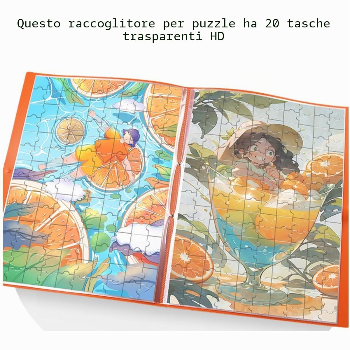 Cartella per Puzzle da 1000 Pezzi, Organizzatore di Puzzle con 20 Tasche, Antipolvere e Protettivo, Appassionati di Puzzle (Blu)