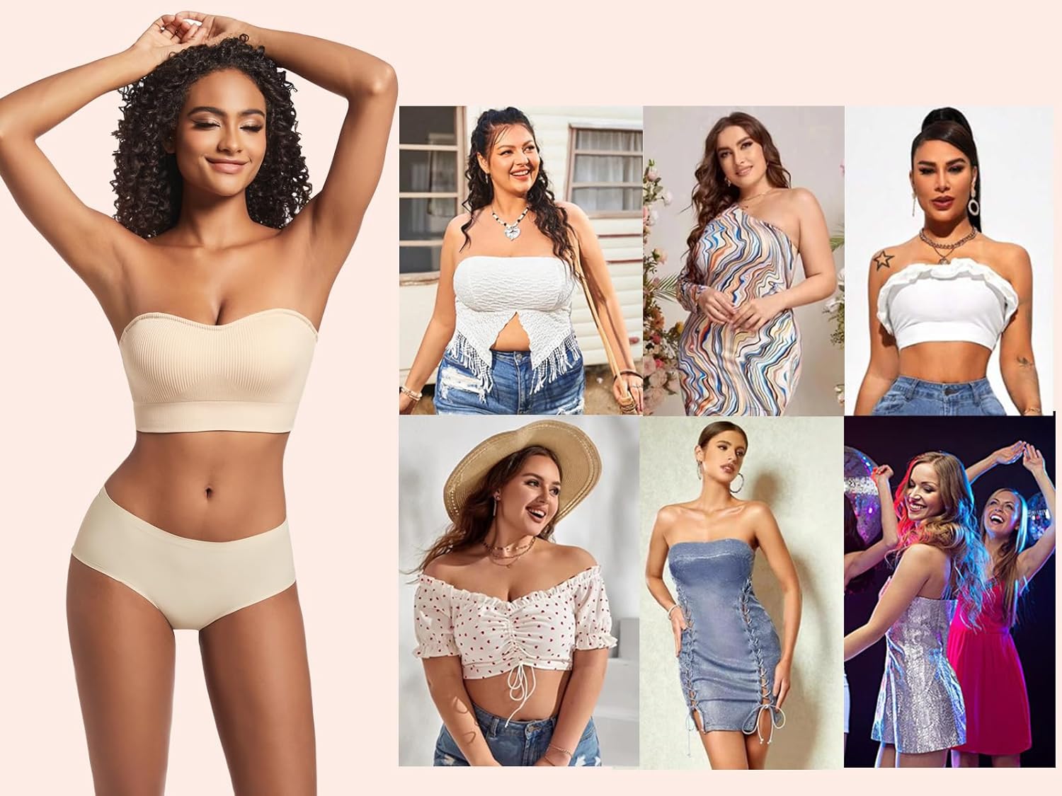 PRETTYWELL Strapless Bra for Women Ribbed Seamless Non-Slip Comfort Padded Wireless Bandeau Bras Wireless Tube Top Bra - Image 7