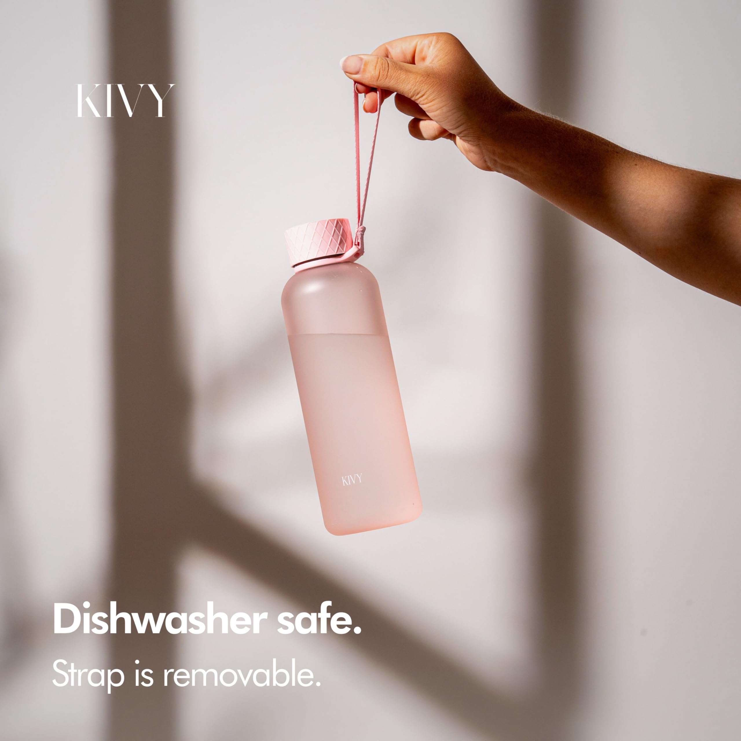 KIVY Borraccia da 650 ml, senza BPA, a prova di perdite e lavabile in lavastoviglie, per bambini e adulti, bottiglia d'acqua piccola, borraccia in Tritan adatta per anidride carbonica, colore rosa