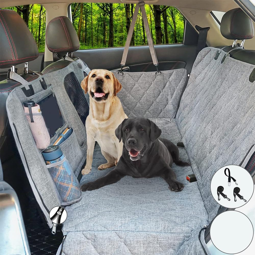 Kofferraumschutz für Hunde Hunde-Autositzbezug for VW Golf/Golf GTI 2015-2021, Hundehängematte, Auto-Rücksitze mit Seitenschutz, langlebig, kratzfest und wasserdicht, Haustier-Autositzbezug, Grau