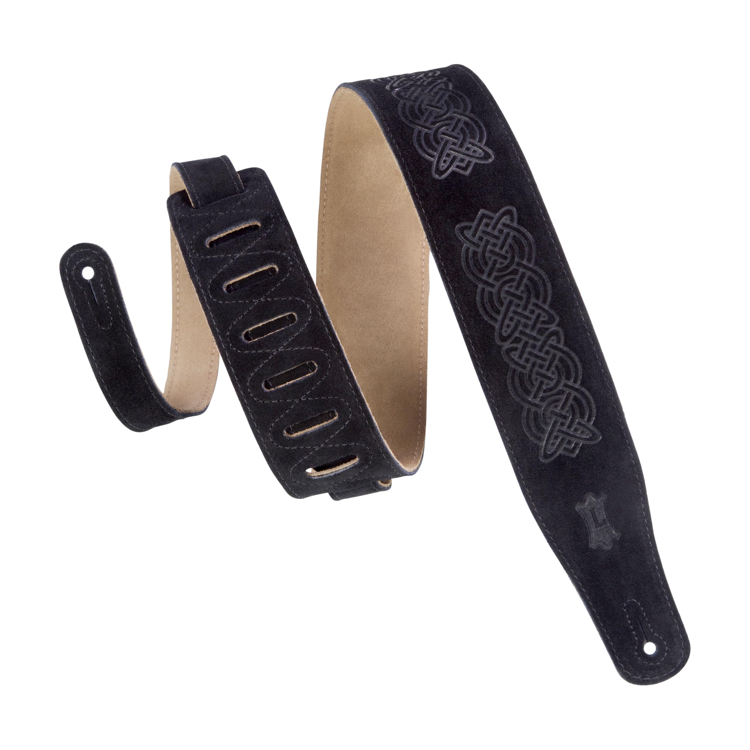 Levy's MS26CK-BLK Gitarrengurt Suede Leather Celtic Knot Emboss 2 1/2" - Black