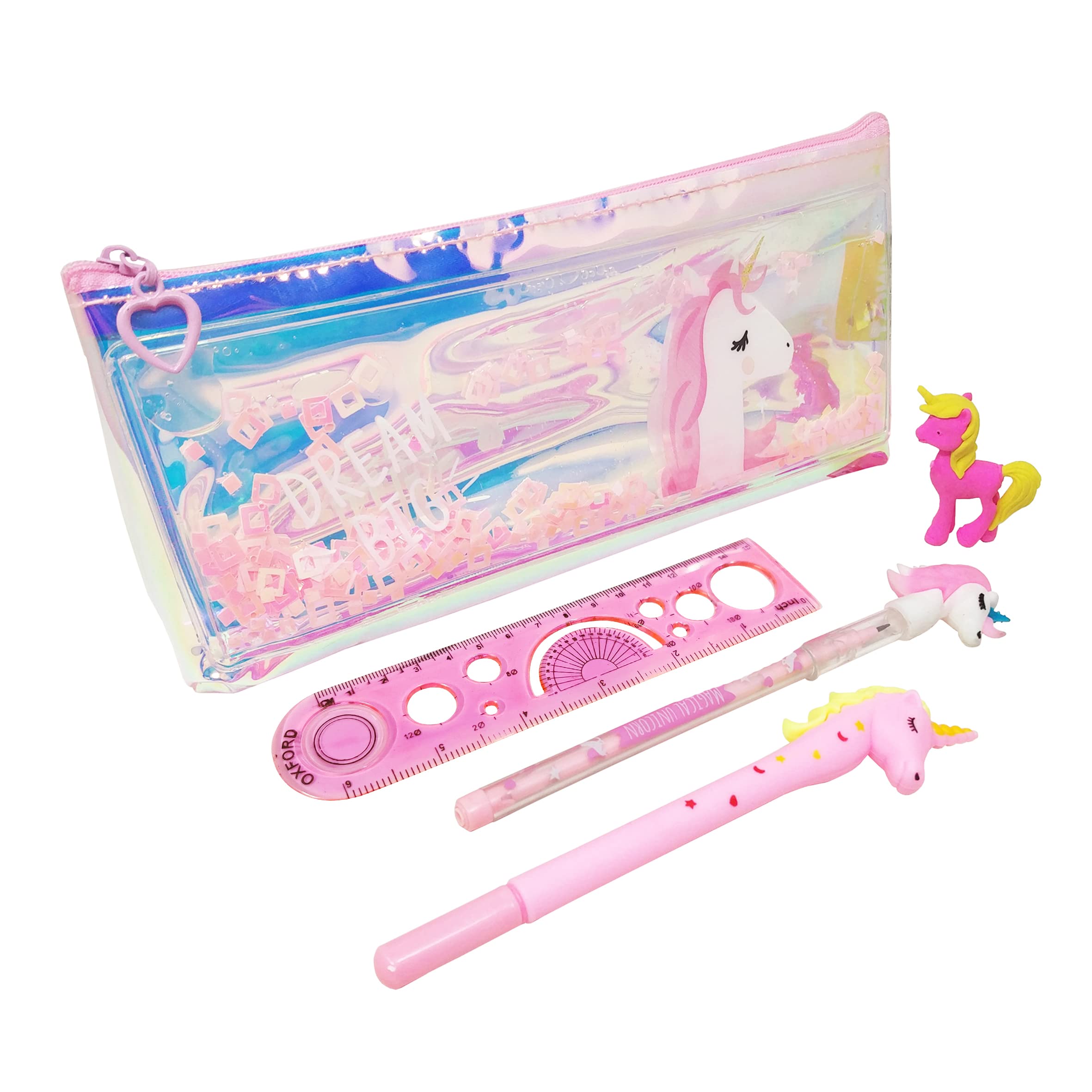 PARTEET Combo (Pack of 5 Items) 1 Unicorn Water Glitter Pouch, 1 Unicorn Pen, 1 Unicorn Pencil,1 Unicorn Eraser and 1 Scale for Kids (B09CQ828TH) Amazon Price History, Amazon Price Tracker