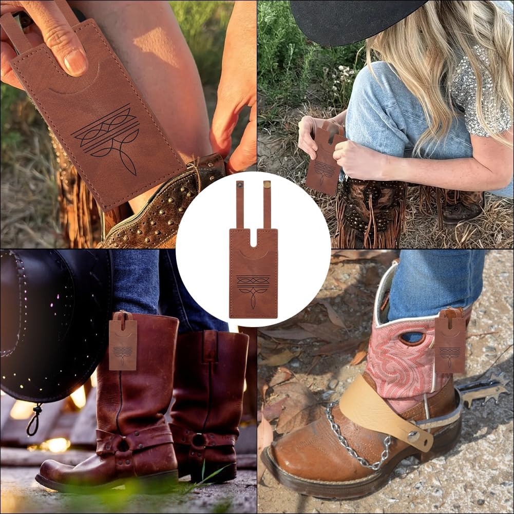PU Leather Western Boot Wallet with Snap Strap Fastening Vintage Small Boot Credit Card Holder Ultra Thin Handcrafted Leather Wallet for Outdoor Country Concerts Daily Travel(Brown)