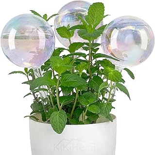 KiKiHeim 3Pcs Plant Watering Globes, Hand Blown Colorful Glass Self Watering Globes Self Watering Planter Insert Plant Accessories, Water Globes for Plants