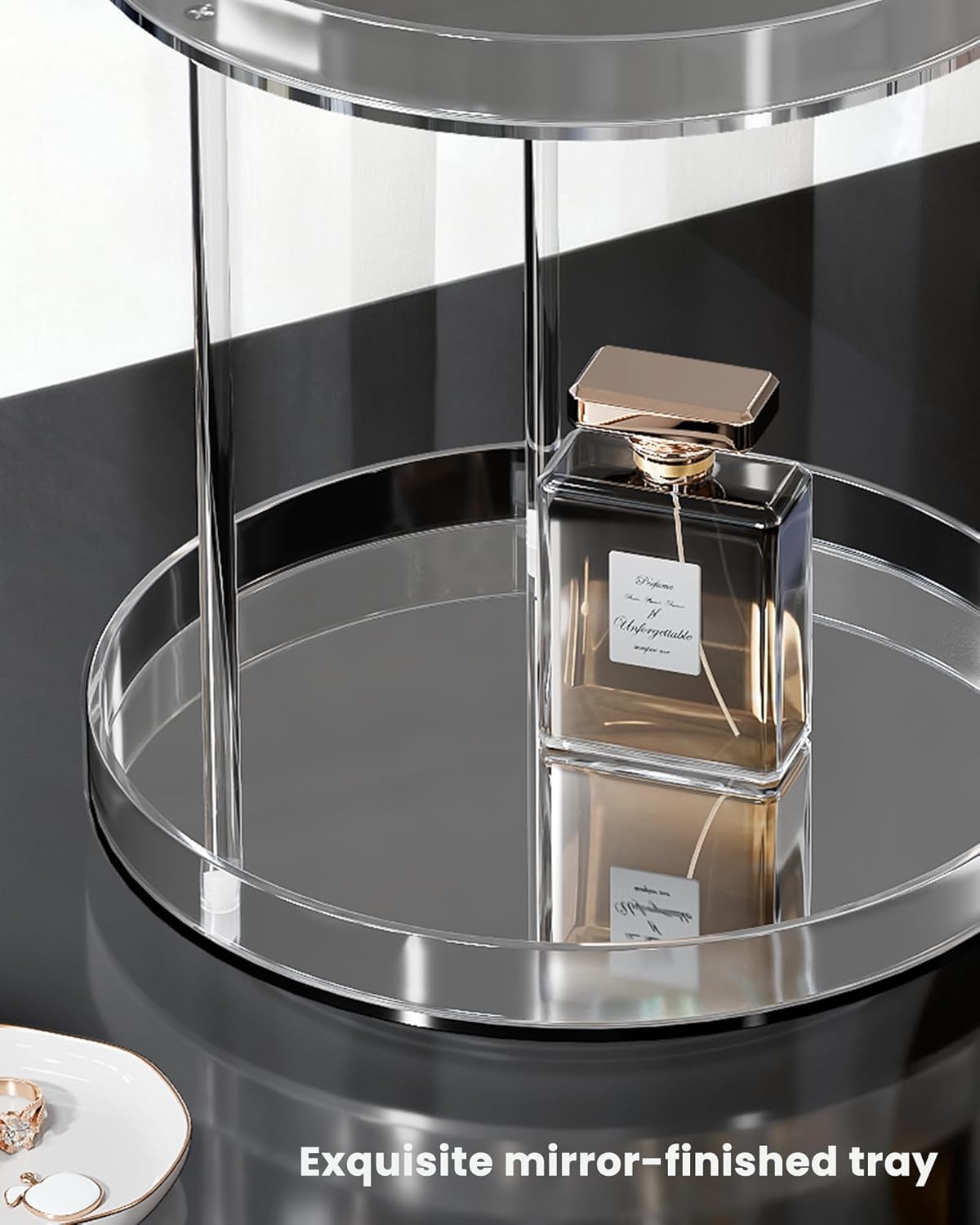 Lolalet Hanging Jewelry Organizer Wall Mount with Earrings Bundle with 360 Degree Rotating Acrylic Perfume Organizer Stand