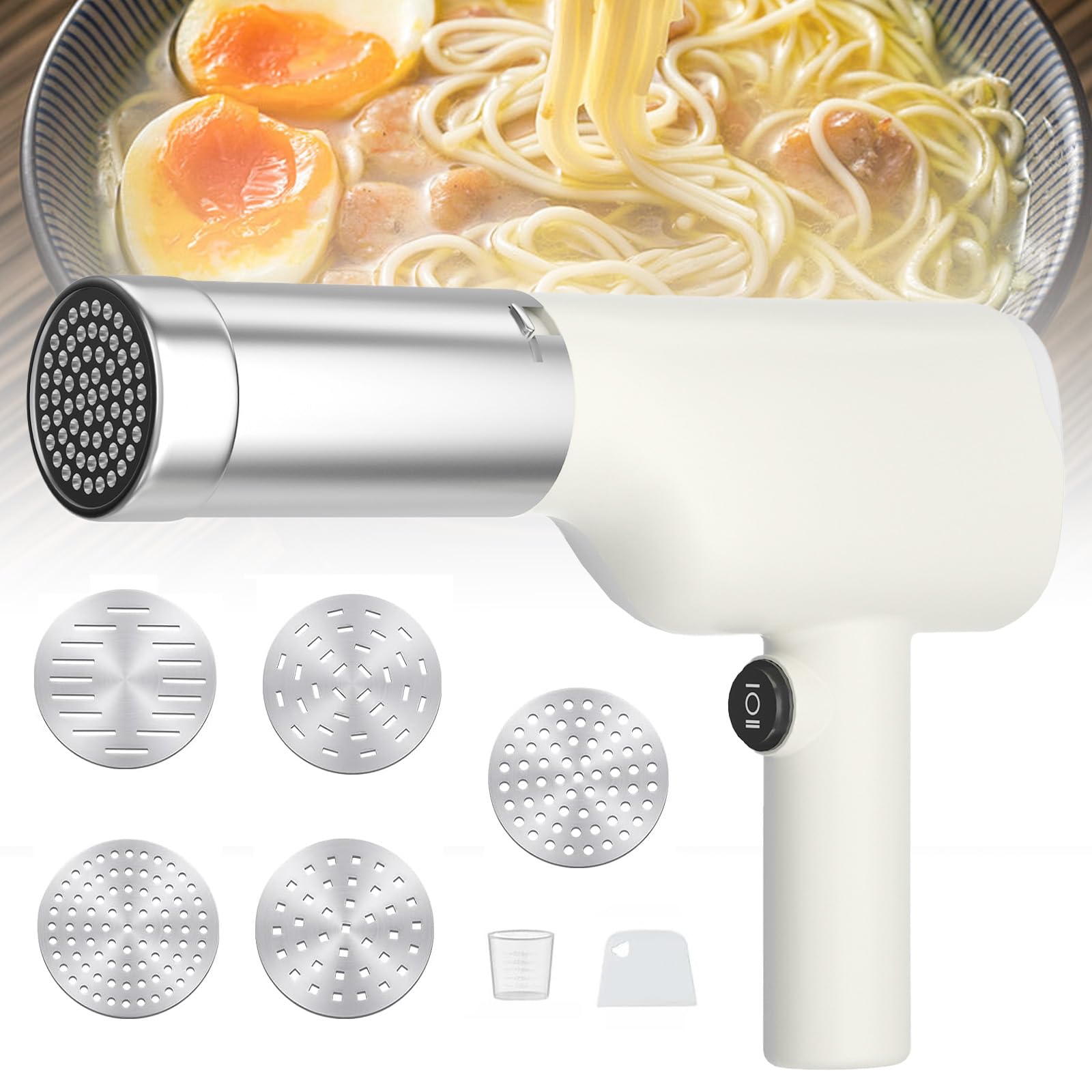 Tragbare Nudelmaschine Elektrisch 40W Handheld Pasta Maker mit 6 Scheiben
