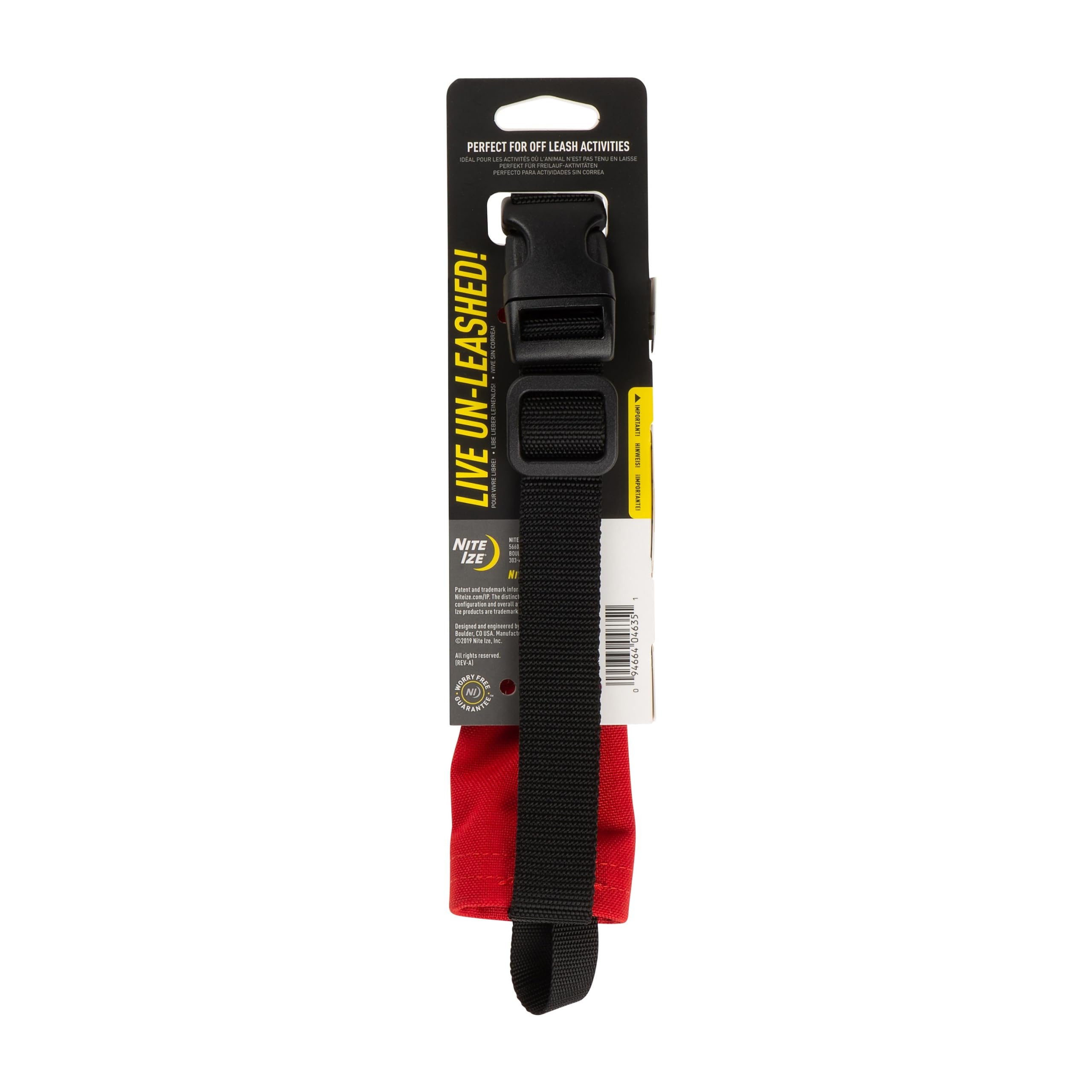 Nite Ize Raddog - Collare all-in-one + guinzaglio combo, collare per cani con guinzaglio retrattile incorporato, rosso, medio 40,6-45,7 cm