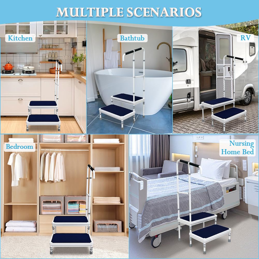 Bed Step Stools For Elderly KAAMOS Bedside Step Stool With Handle ...