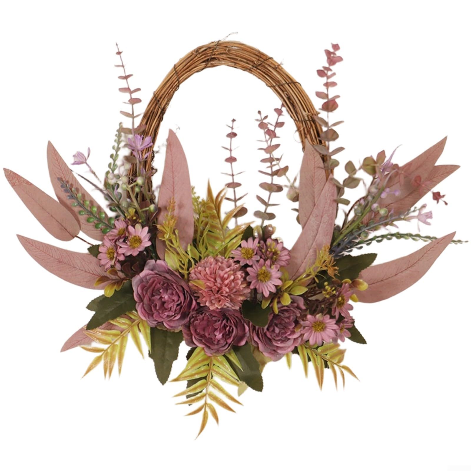 Couronne de fleurs artificielles pour porte et mariage scandinave