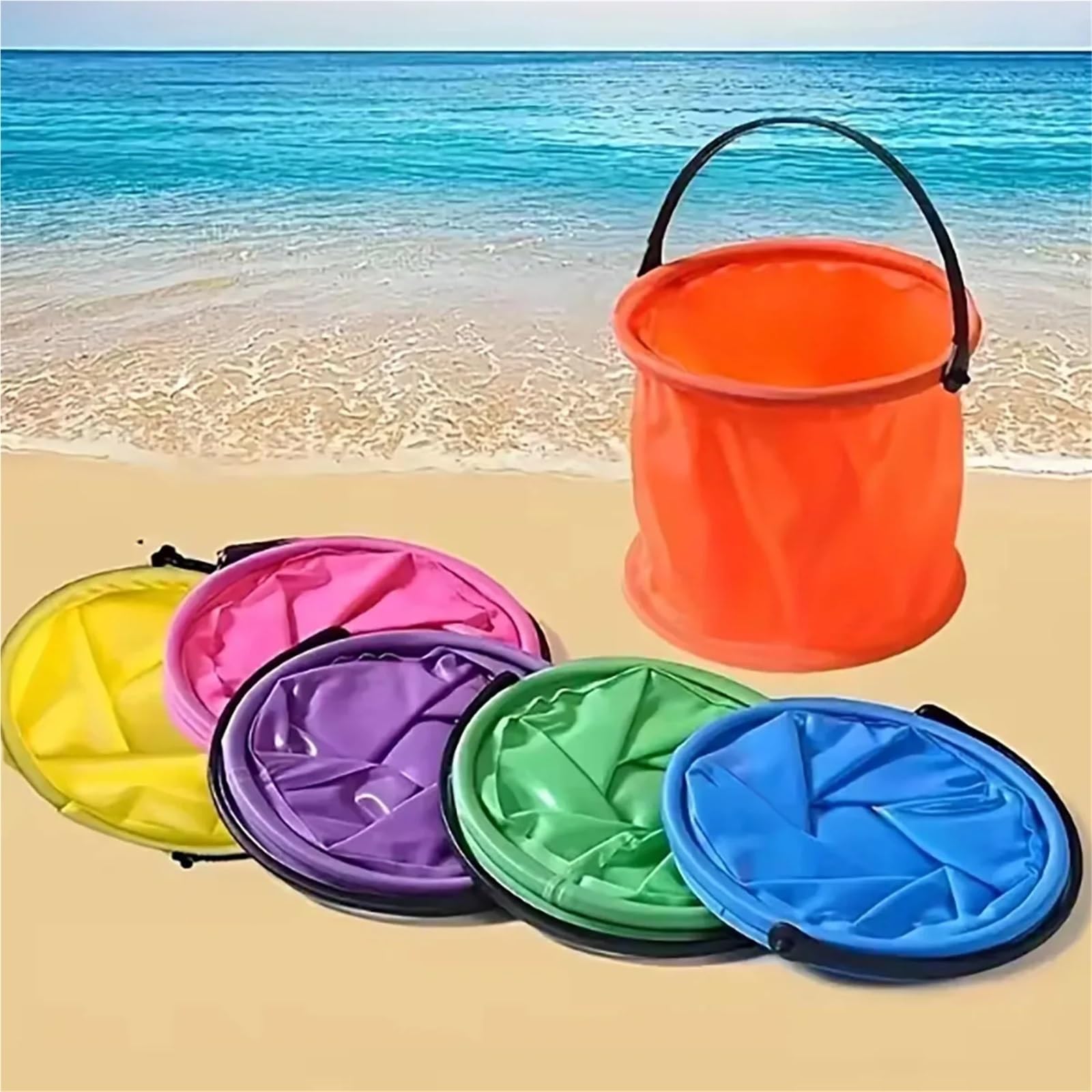 Faltbarer Eimer 1 Stück Multifunktionaler Klappeimer Tragbarer Angeleimer for Strand, Reisen und Outdoor-Aktivitäten(Blue)