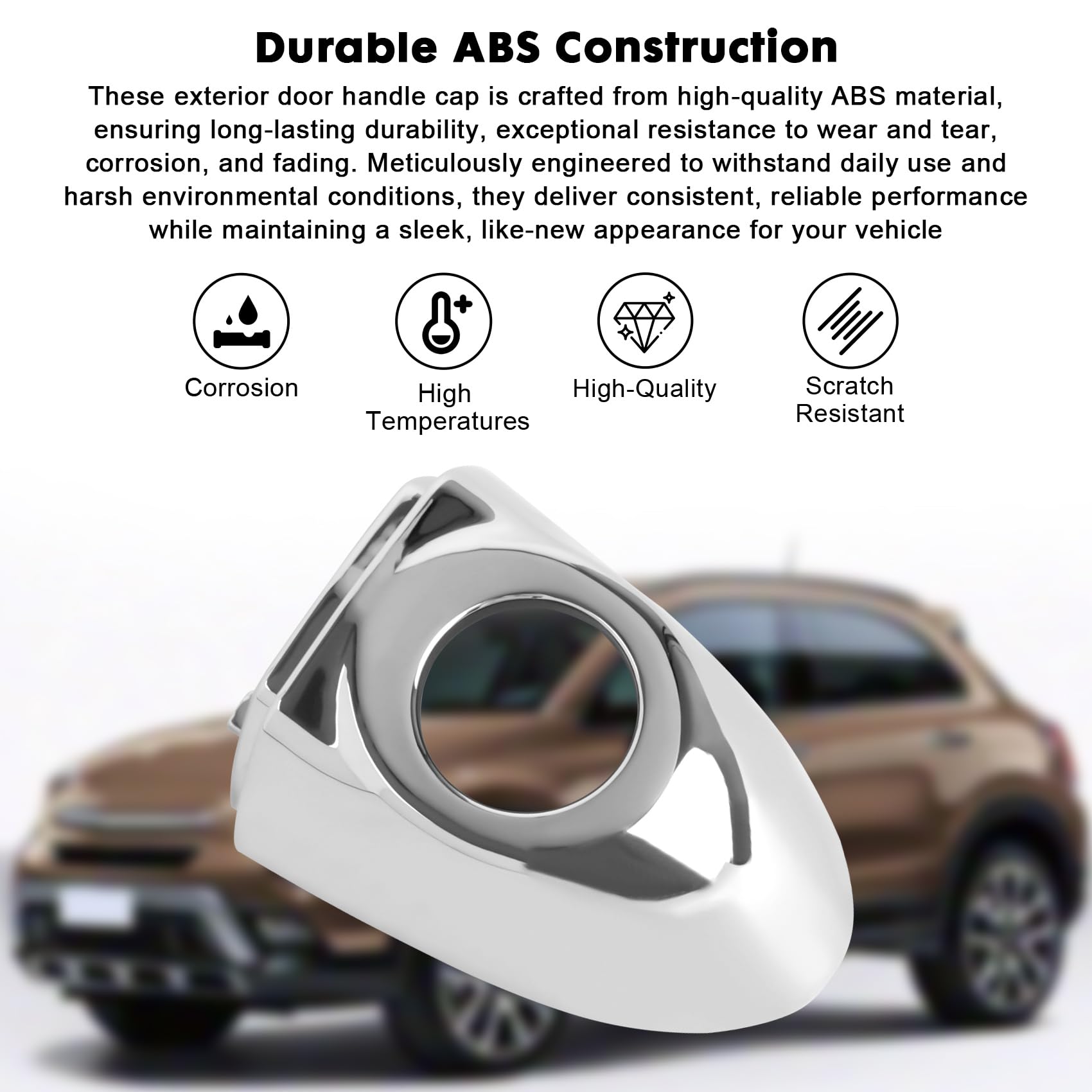 Copertura per maniglia anteriore esterna cromata ABS 735607049 6AQ85SZ0AA compatibile con Fiat 500X 2016-2021