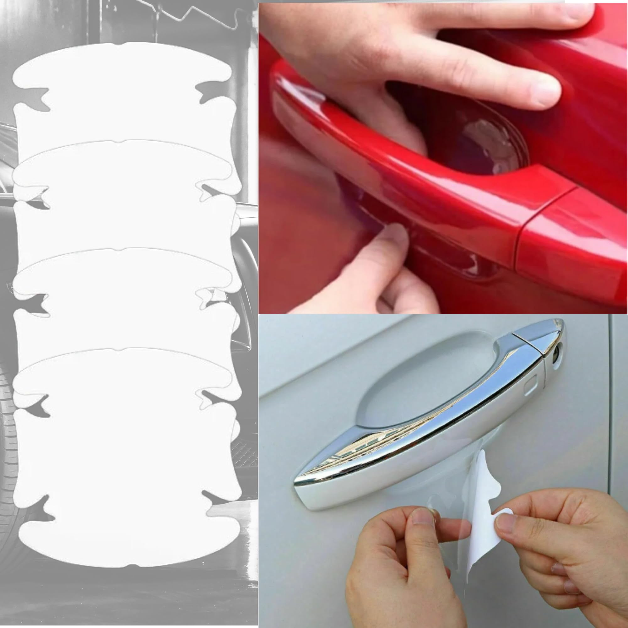 Car Door Handle Cup Protector Scratch Protectors for Vehicles Transparent Paint Protection Auto Doors Bowl Invisible Protective Film Durable Easy Installation Universal Fit Car Exterior Accessory (4)