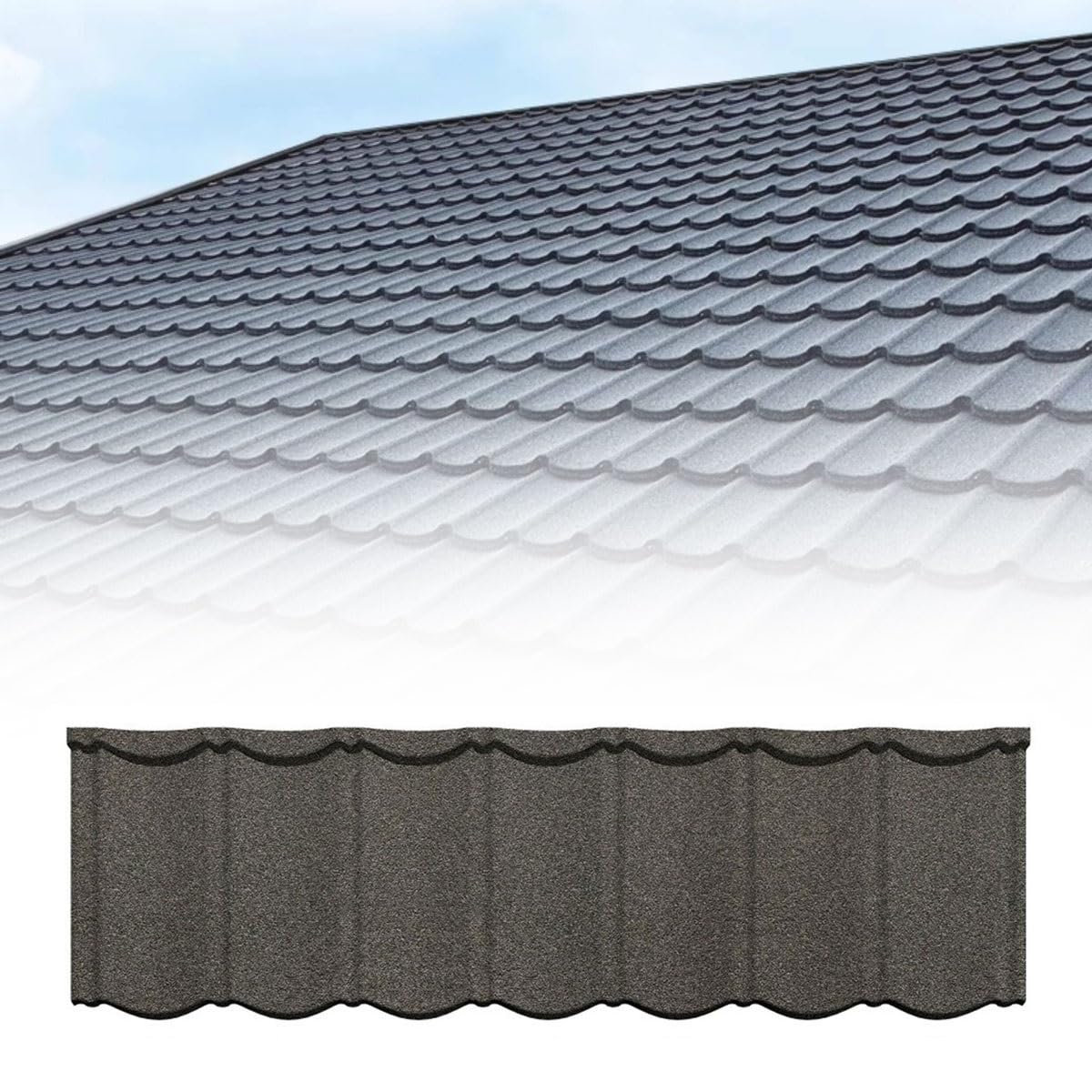 Joytar E Metal Roofing Shingles For Hom, Galvanized Steel Roof Tiles, 52.7" X 16.5" Corrugated Roofing Panels, For Outdoor Storag Shed, Garag, Barn, Patio(E)