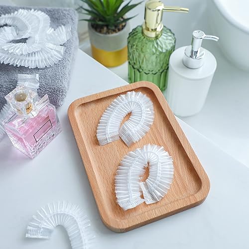 Miniatura 4 de Leyndo 1000 gorros de ducha desechables de plástico impermeables a granel, procesamiento de cabello elástico, grueso e impermeable, para mujeres,