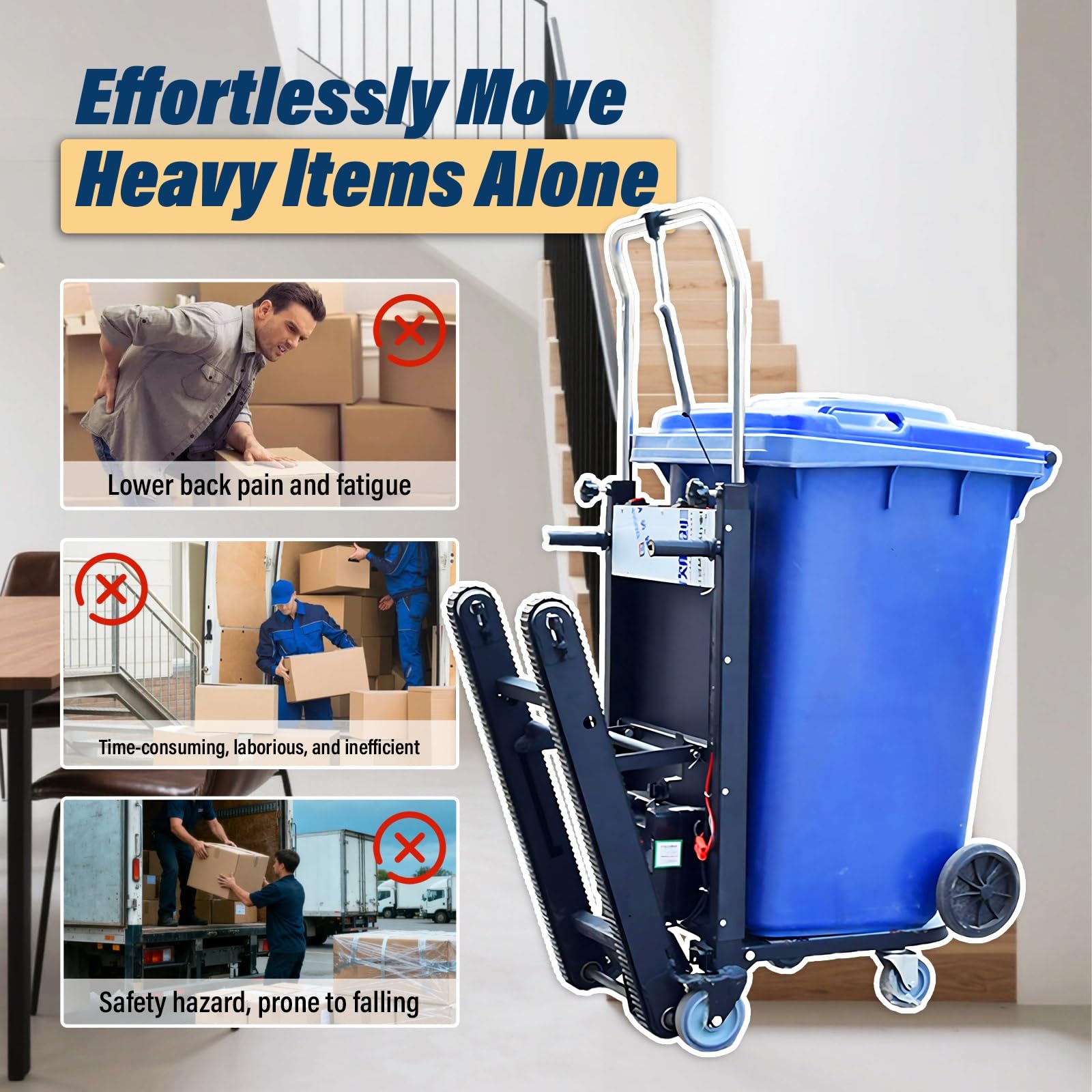 Carrello Trasporto Mobili Elettrico 300kg, Montacarichi Con Cingoli, Pieghevole, Stabile E Facile Da Manovrare per Casa, Ufficio E Magazzino