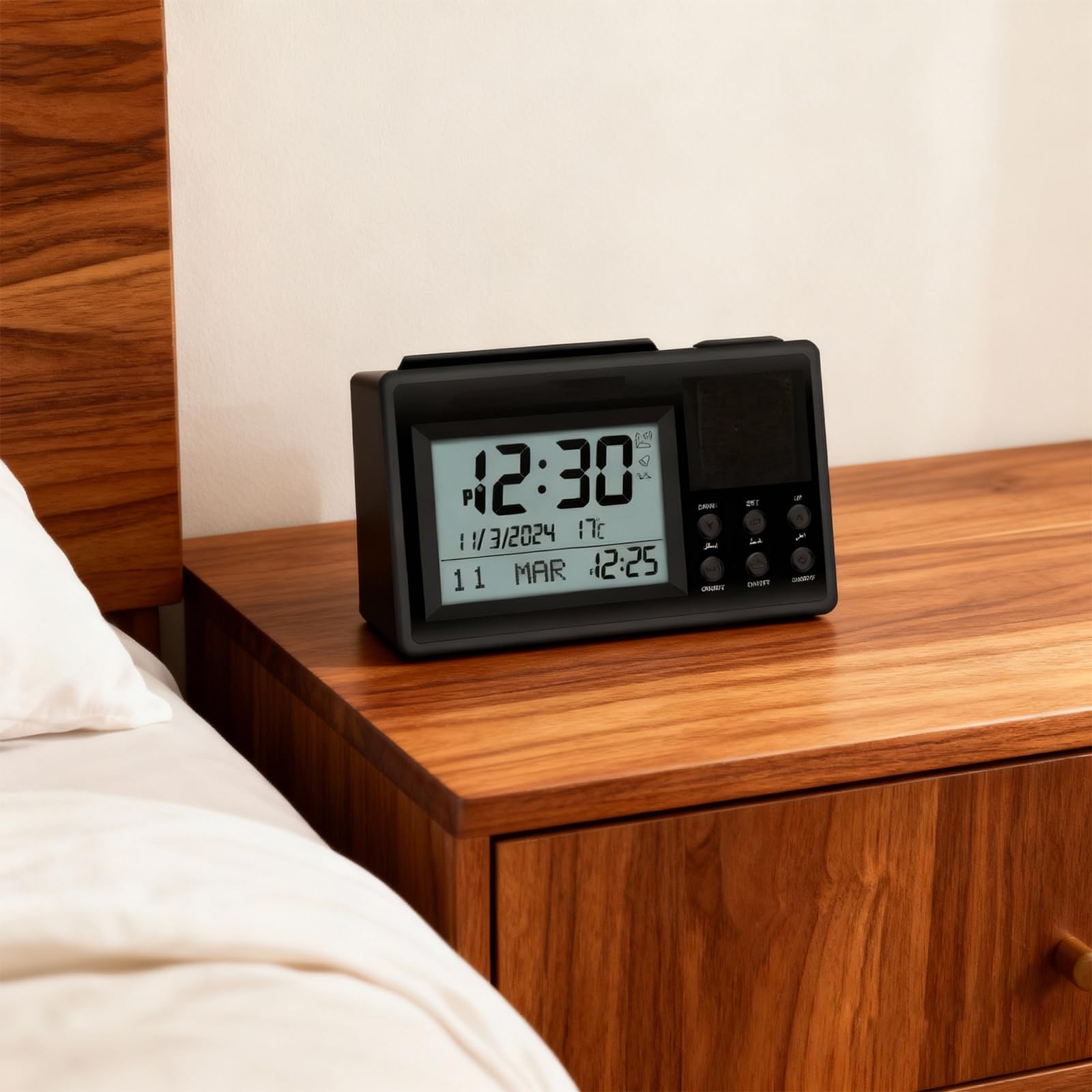 Horloge de bureau LCD avec affichage de la température et recharge USB rechargeable pour la maison et l'utilisation Réveil pour chambre à coucher
