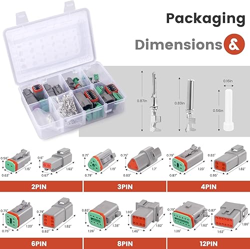 Miniatura 8 de GKG DTK1-1 - Juego de conectores Deutsch de 6 juegos (2346812 pines), conectores DT Deutsch impermeables IP68, conectores de cable eléctrico