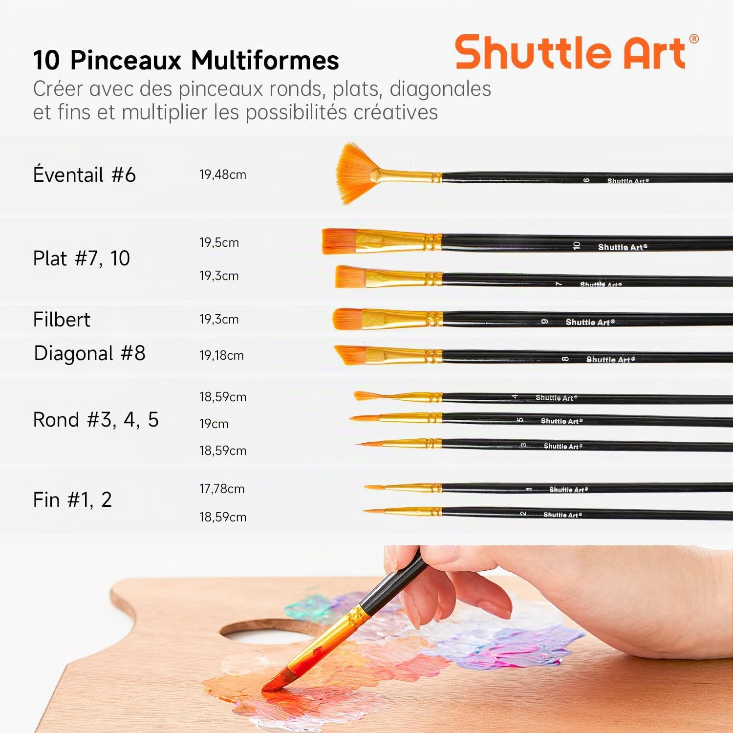 Shuttle Art Peinture Acrylique, 36 Couleurs (60ml) Kit Peinture Acrylique avec 12 Pinceaux 1 Palette, Riche Pigmentée, Non Toxique pour Artiste Débutant Adulte Enfant sur Toile Tissu