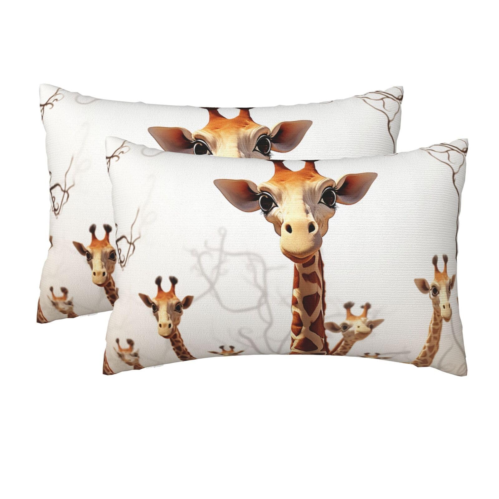 2 Pack Queen Pillow Cases with Hidden Zipper, Soft Breathable Pillow Covers for Hair and Skin, Cute Cartoon Funny Giraffes Pillowcases 20"x30" Bed Pillow Protectors Cover for Sleeping Gifts