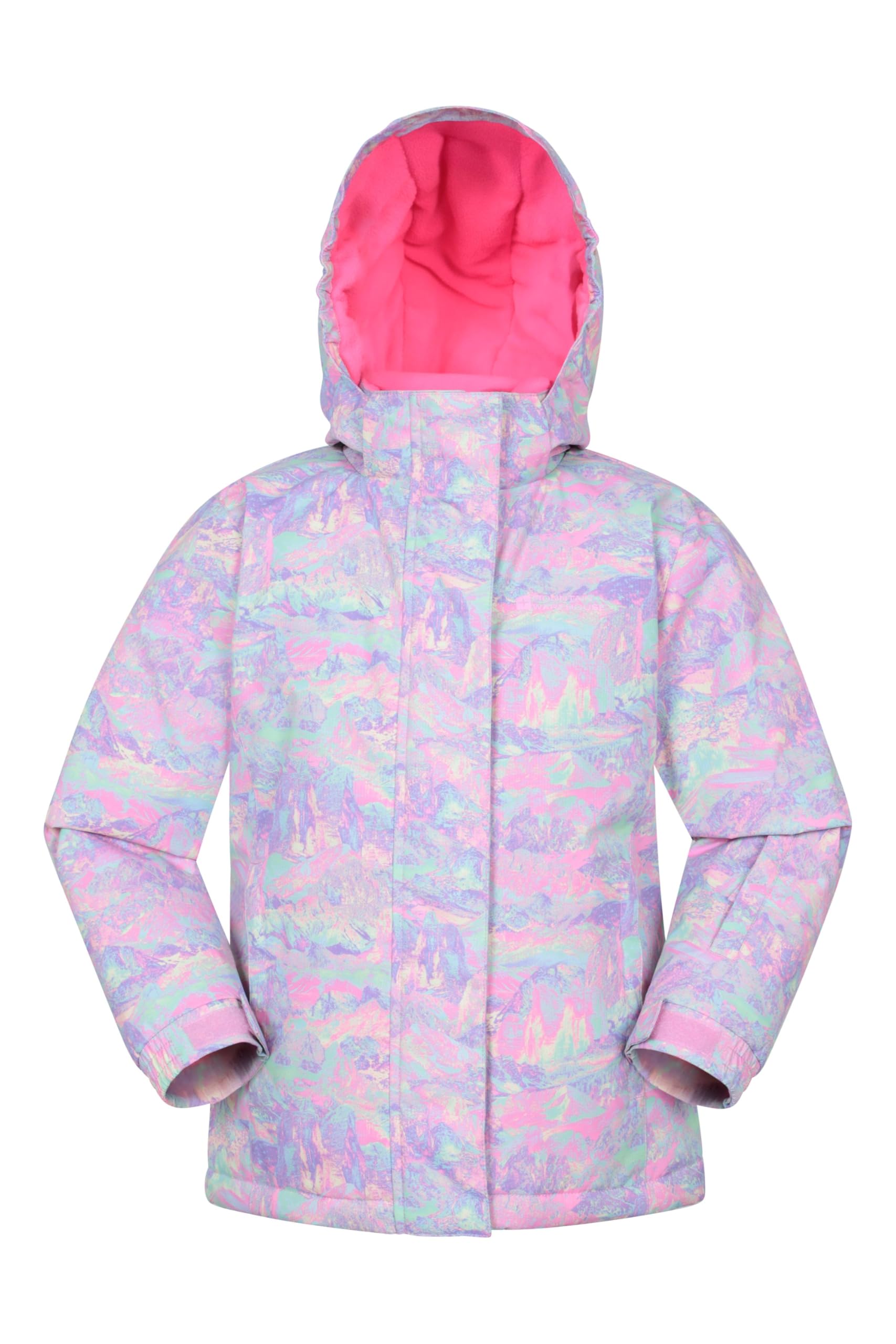 Mountain Warehouse Snowdrop Printed Kids Ski Jacket - Waterproof, Integrated Snowskirt, Detachable Hood, Adjustable Cuffs -Best for Snowboarding, Winter Sports Pale Blue Teen Size 13 Years