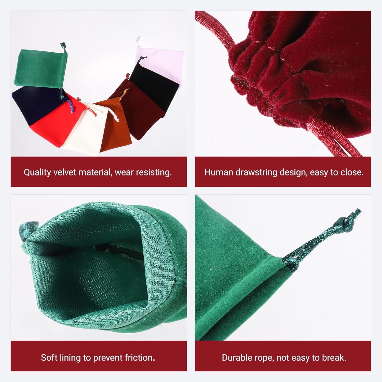 Xelsluthe 16 Pack Velvet Drawstring Bags, Mini Velvet Jewelry Pouches, 4.1x3.3 Inch Velour Storage Bags for Dice, Crystals, Gift Packaging, 8 Colors - Image 3