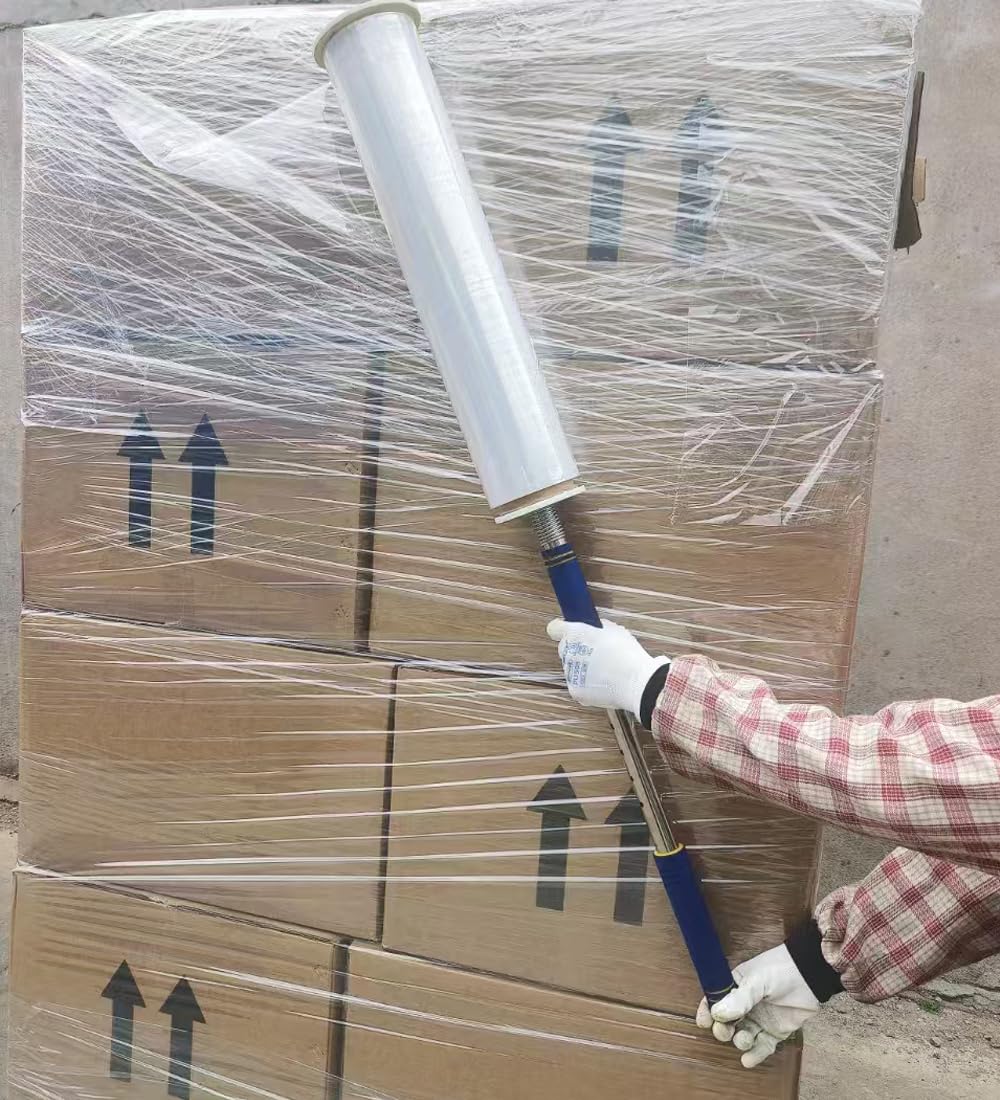 Manche Long Distributeur d’Emballage Étirable de Palette, Porte-Distributeur d’Emballage Rétractable de Machine D’Emballage de Film Étirable, pour Largeur de Film 30-50cm (12-20 Pouces)
