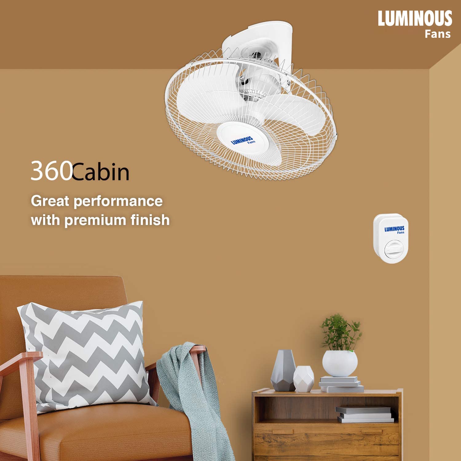 RR Signature 360 Cabin 400mm Wall Fan for Home and Office with Regulator, Thermal Overload Protection and Aerodynamic PP Blades (White) 2