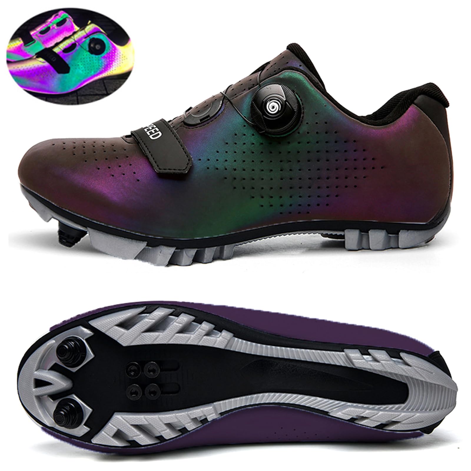Zapatilla de Ciclismo Hombre Zapatos Bicicleta de Montaña Compatible con SPD Pedales de 2 Tornillos con Calas Exterior MTB Zapatillas de Ciclismo
