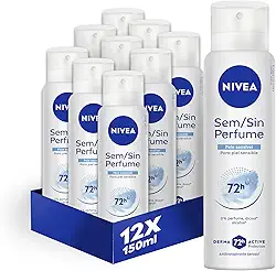 Kit NIVEA Desodorante Aerossol SEM PERFUME Pele Sensível 150ml - 12 Unidades