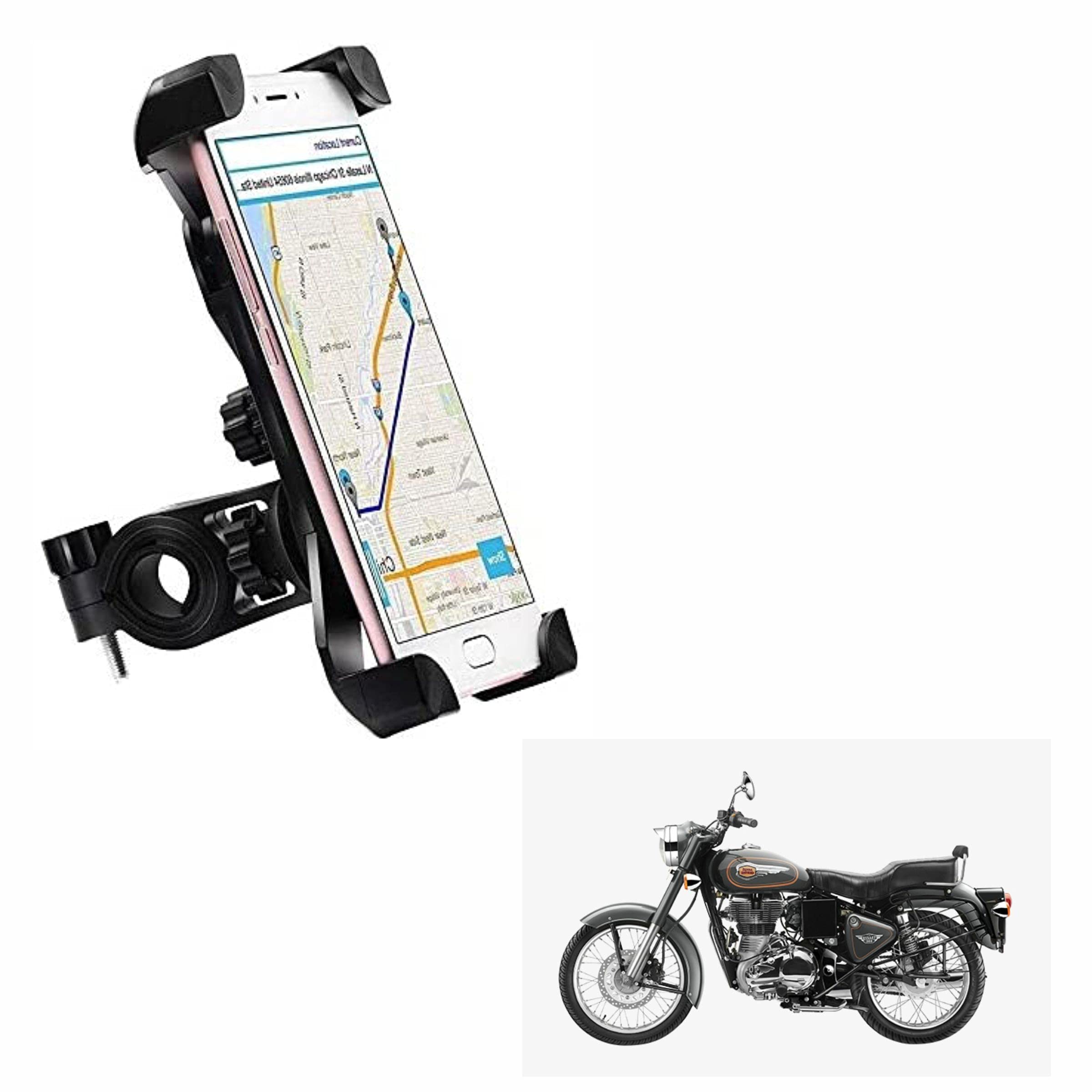 Bike Phone Mount Anti Shake and Stable Cradle Clamp with 360° Rotation Bike Phone Holder for Royal Enfield Bullet 350 (1 PCs, Black)-image-15