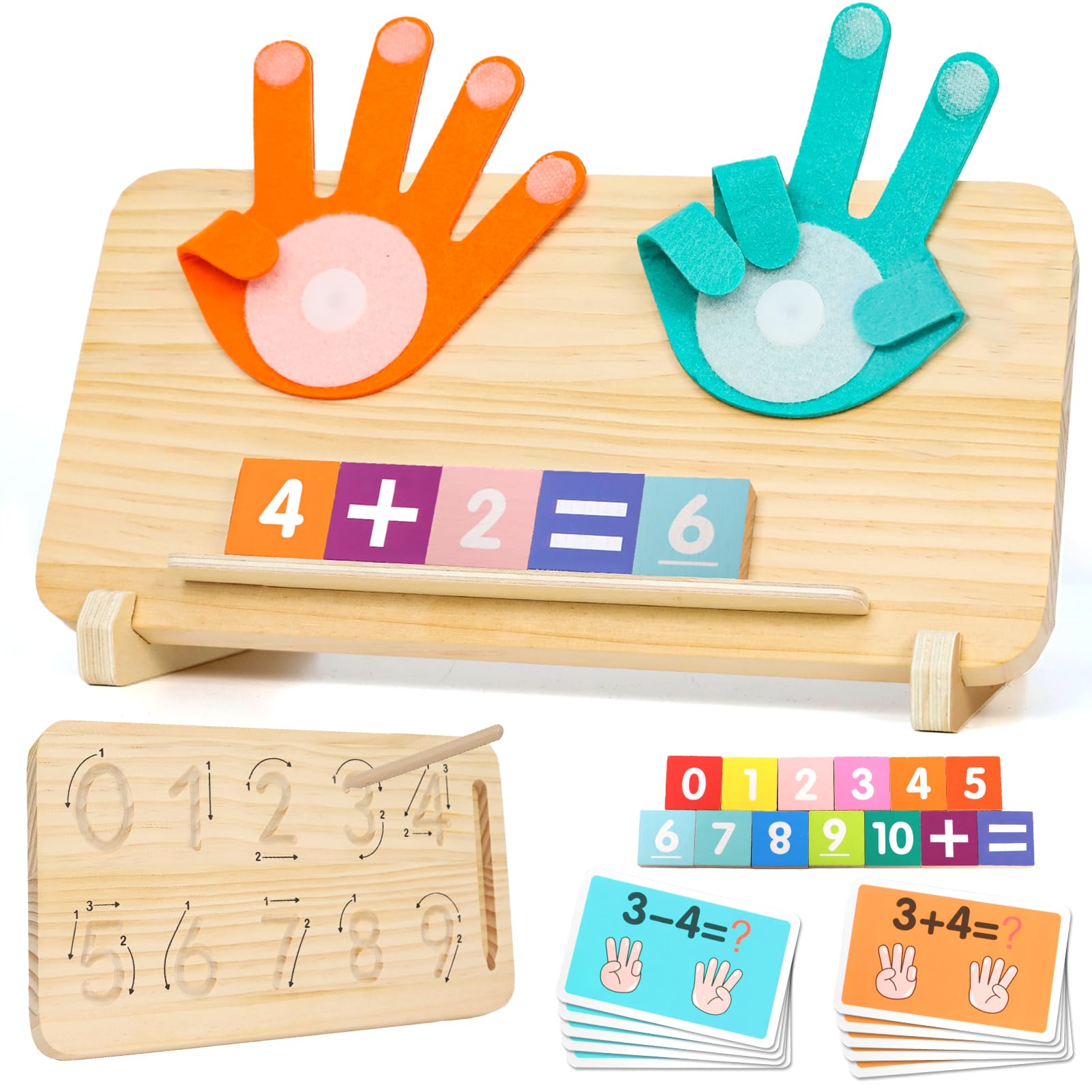 XIAPIA Montessori Spielzeug Lernspiel ab 4 5 6 Jahre, Pädagogisch Wertvoll für Rechnen Zahlen Lernen, Kinder Mathe Lernspielzeug aus Holz, Geschenk für Vorschule Jungen Mädchen zum Geburtstag Neujahr