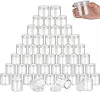 Vista 14 de SATINIOR 100 tarros de plástico con tapas, recipientes pequeños, tapas de boca ancha, pequeños recipientes de plástico para loción, crema, diamantes