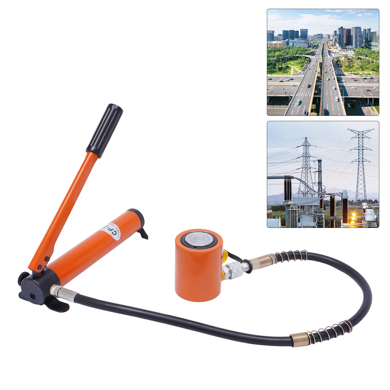 Pompe hydraulique, cylindre hydraulique à section unique 20T avec pompe hydraulique CP-180, surface utile ultra fine, pour machines, construction navale (orange)