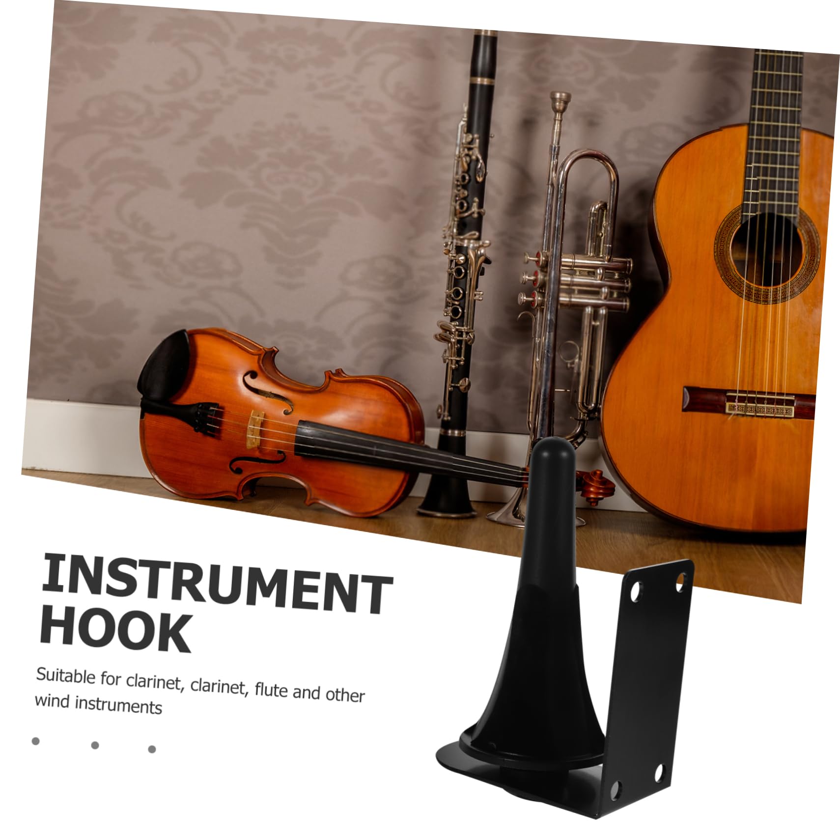 ifundom Soporte de Pared para Instrumentos de Viento y Flauta Negro, Diseño Multifuncional de Metal y Abs Fácil Instalación y Herramientas Incluidas, Adecuado para Instrumentos de Viento