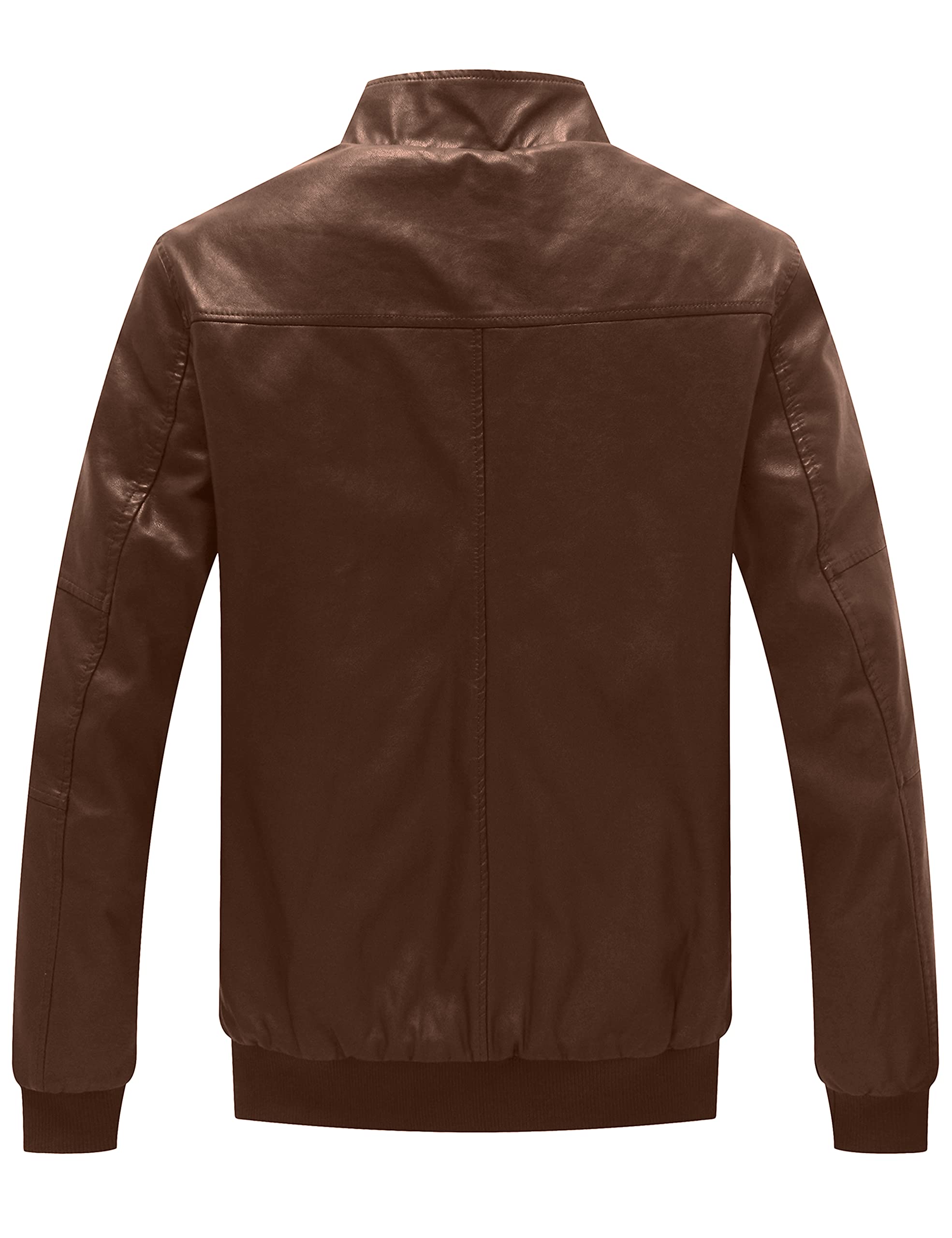 WenVen Mens Stand Collar Fleece Lined Faux Leather Jacket Warm Winter Coat | Bomber Outerwear product thumbnail 4